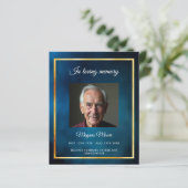 Blauwe hemel gouden foto begrafenis programma kaar (Staand voorkant)