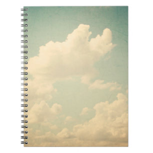 Blauwe hemel met een witte puffige wolkenhemel, , notitieboek
