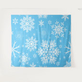 Blauwe hemel Snowflake met kerstachtergrond Wandkleed (Voorkant (horizontaal))