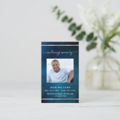 Blauwe hemel wit aangepaste foto begrafenis gebeds visitekaartje (Staand voorkant)