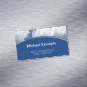 Blauwe hemel, wolken, jouw tekst en ideeën magnetisch visitekaartje (Voorbeeld)