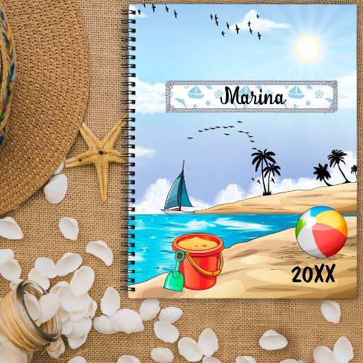 Blauwe hemel zonnig tropisch strand aangepast planner
