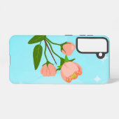 Blauwe hemelgradiënt met bloeiende veertak samsung galaxy hoesje (Achterkant horizontaal)