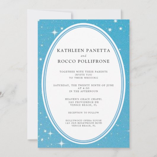 Blauwe hemelse bruiloft uitnodiging (Voorkant)