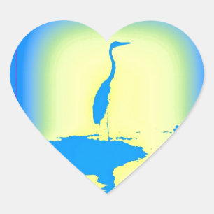 blauwe herentropische zonsopgang hart sticker
