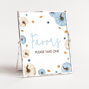 Blauwe Herfst pompoen Baby shower gunsten Poster