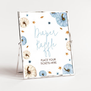 Blauwe Herfst Pompoen Baby shower Luier Raffle Poster
