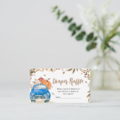Blauwe Herfst Pompoen Vrachtwagen Baby shower Luie Informatiekaartje (Staand voorkant)