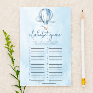 Blauwe Hete Luchtballon Alphabet Baby shower Spel