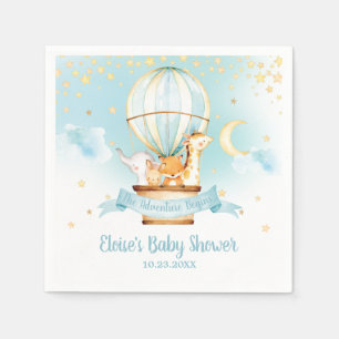 Blauwe Hete Luchtballon Dieren Baby shower Verjaar Servet