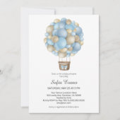 Blauwe Hete Luchtballon Jongen Baby shower Uitnodi Kaart (Voorkant)