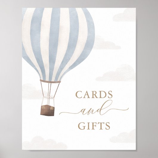 Blauwe Hete Luchtballon Verjaardagskaarten en Gesc Poster (Voorkant)