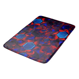 Blauwe hexagon gemengd met overlappende rode kromm badmat