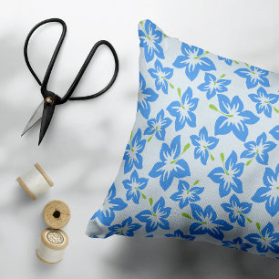Blauwe Hibiscus, Blauwe Bloemen, Bloempatroon Accent Kussen