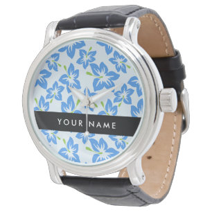 Blauwe Hibiscus, Blauwe Bloemen, Je Naam Horloge