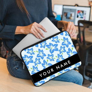 Blauwe Hibiscus, Blauwe Bloemen, Je Naam Laptop Sleeve