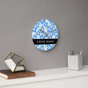 Blauwe Hibiscus, Blauwe bloemen, Jouw naam Ronde Klok