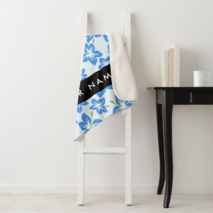 Blauwe Hibiscus, Blauwe Bloemen, Uw Naam Sherpa Deken