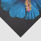 Blauwe hibiscus bloem op zwart, decoupage tissuepapier (Detail)