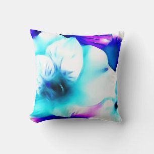 Blauwe Hibiscus fractale kunst Kussen