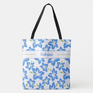 Blauwe Hibiscus Monogram Tas