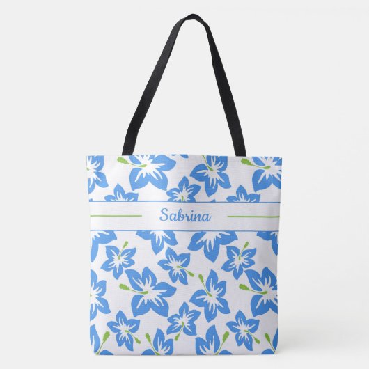 Blauwe Hibiscus Monogram Tas (Voorkant)