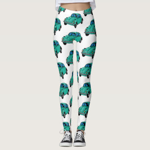 Blauwe Hippie Auto Aangepaste Leggings