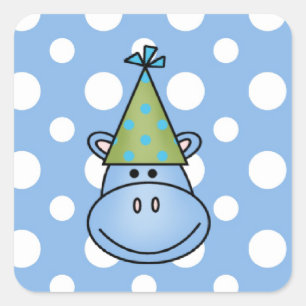 Blauwe Hippo Stickers