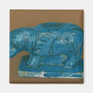 Blauwe hippopotamus met zwarte decoratie magneet