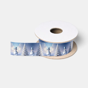 Blauwe Hoed Sneeuwman Kerstboom Vakantie Satijn Lint