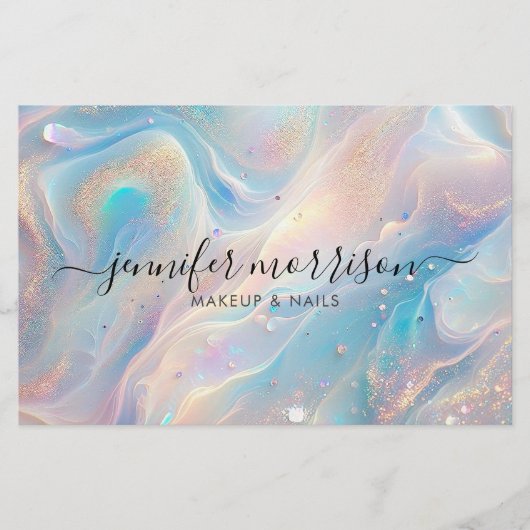 Blauwe Holografische Opal Glitter Make-up, Schoonh Flyer (Voorkant)