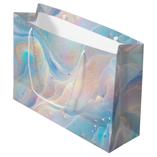 Blauwe Holografische Opal Glitter Make-up, Schoonh Groot Cadeauzakje (Voorkant Gekanteld)