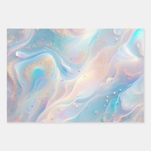 Blauwe Holografische Opal Glitter Make-up, Schoonh Inpakpapier Vel (Voorkant 3)