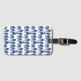 Blauwe Hond Billen Patroon Bagagelabel