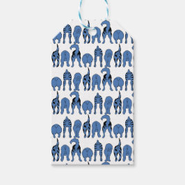 Blauwe Hond Billen Patroon Cadeaulabel