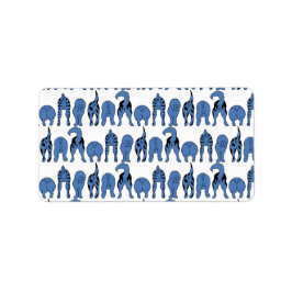 Blauwe Hond Billen Patroon Etiket