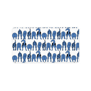 Blauwe Hond Billen Patroon Etiket