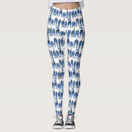 Blauwe Hond Billen Patroon Leggings