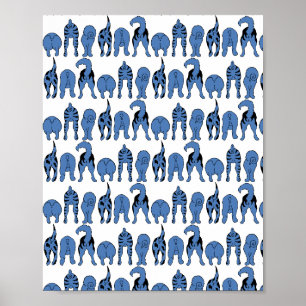 Blauwe Hond Billen Patroon Poster