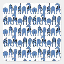 Blauwe Hond Billen Patroon Vierkante Sticker