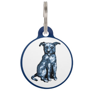 Blauwe hond gelukkig vee hond huisdierpenning
