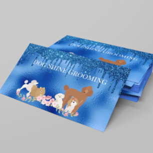 Blauwe Hond Grooming Glitter Huisdier Diensten Visitekaartje