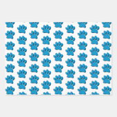 Blauwe Hond Paw 3D Art Patroon Inpakpapier Vel (Voorkant 2)