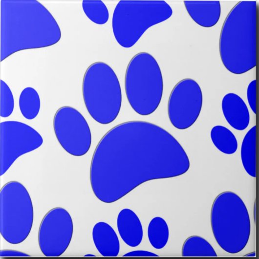 Blauwe Hond Pootafdruk Mooie Puppy Keramische Tege Tegeltje