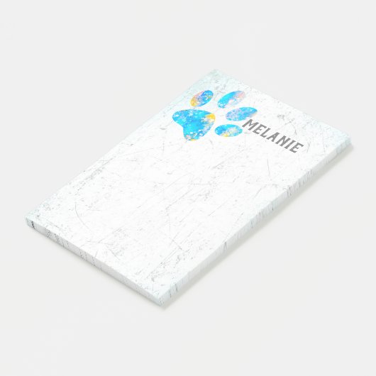 blauwe hondenliefhebbers - waterverf - pootdruk post-it® notes (Schuin)