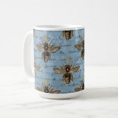 blauwe honingbijen koffiemok (Voorkant links)