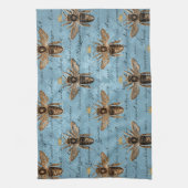  blauwe honingbijen theedoek (Verticaal)