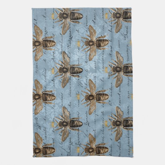 blauwe honingbijen theedoek (Verticaal)