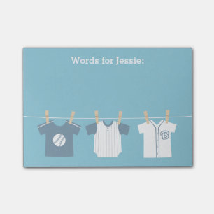 Blauwe honkbal baby jongen en aanstaande moeder post-it® notes