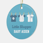 Blauwe honkbal baby jongens nursery decor keramisch ornament (Links)